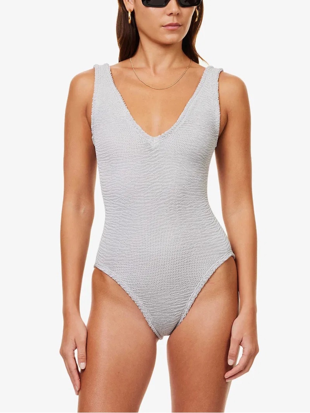 Hunza G Sadie silver one piece swimsuit